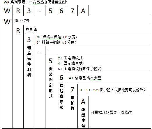 WRE2-640A雙支隔爆型本安型熱電偶使用選型